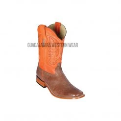 Guadalajara Western Wear Los Altos Mocha Ostrich Belly Wide Square Toe Cowboy Boots Men