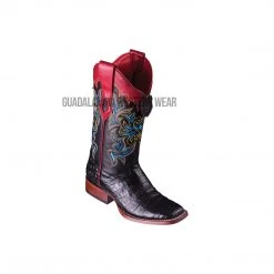 Guadalajara Western Wear Los Altos Black Caiman Belly Wide Square Toe Women Western Boot