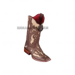 Guadalajara Western Wear Los Altos Sanded Oryx Teju Wide Square Toe Women Western Boot