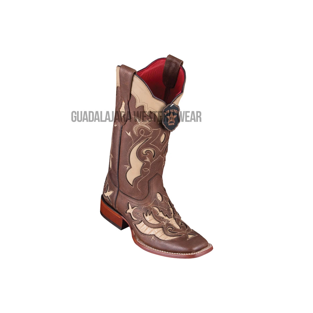 Guadalajara Western Wear Los Altos Sanded Oryx Teju Wide Square Toe Women Western Boot 3 Guadalajara Western Wear Los Altos Sanded Oryx Teju Wide Square Toe Women Western Boot