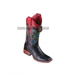 Guadalajara Western Wear Los Altos Black Teju Wide Square Toe Women Western Boot