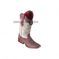 Guadalajara Western Wear Los Altos Sanded Brown Teju Wide Square Toe Women Western Boot
