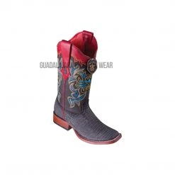 Guadalajara Western Wear Los Altos Sanded Black Teju Wide Square Toe Women Western Boot