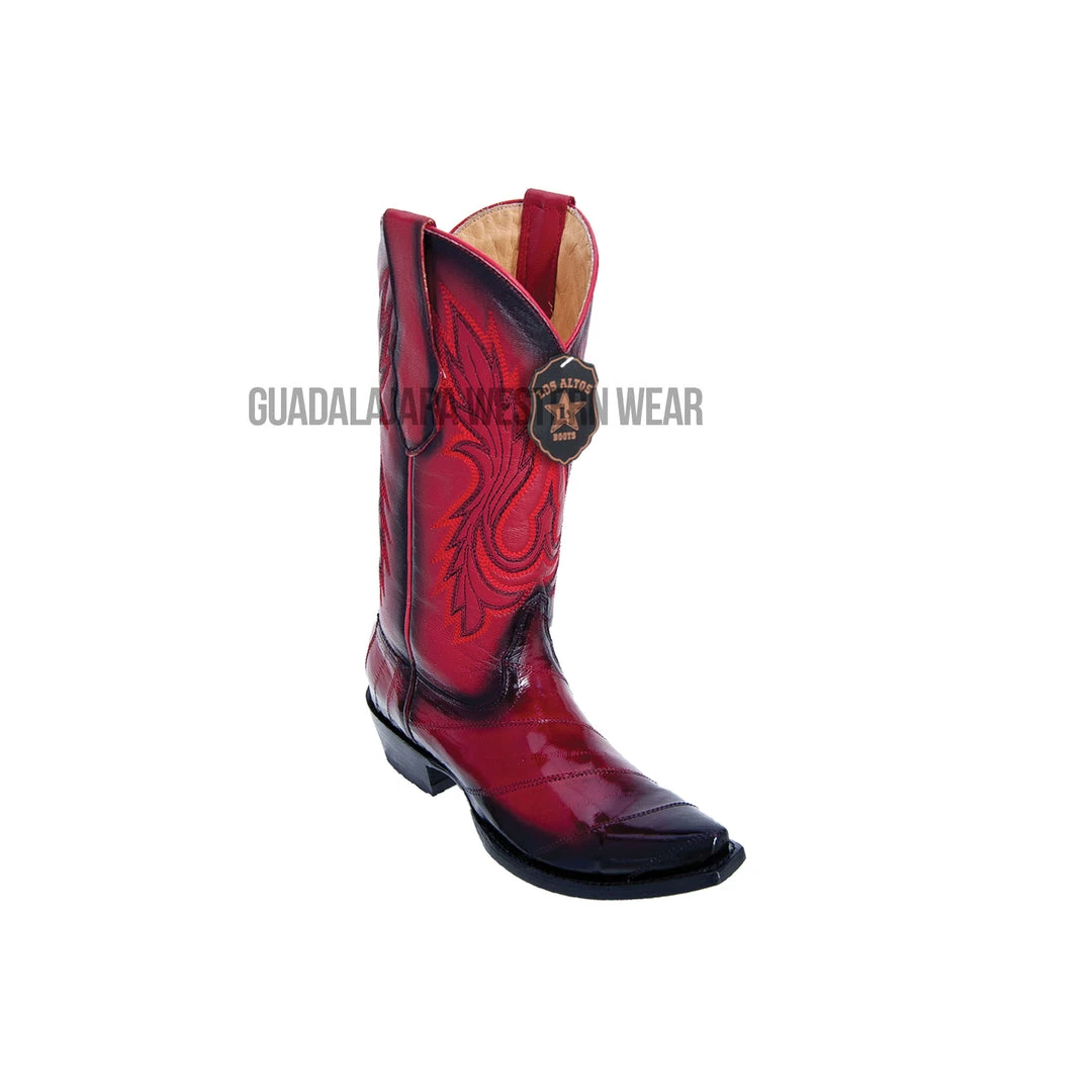 Guadalajara Western Wear Los Altos Faded Red Eel Women Snip Toe Western Boot 3 Guadalajara Western Wear Los Altos Faded Red Eel Women Snip Toe Western Boot