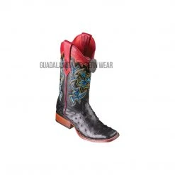 Guadalajara Western Wear Los Altos Black Ostrich Wide Square Toe Women Western Boot