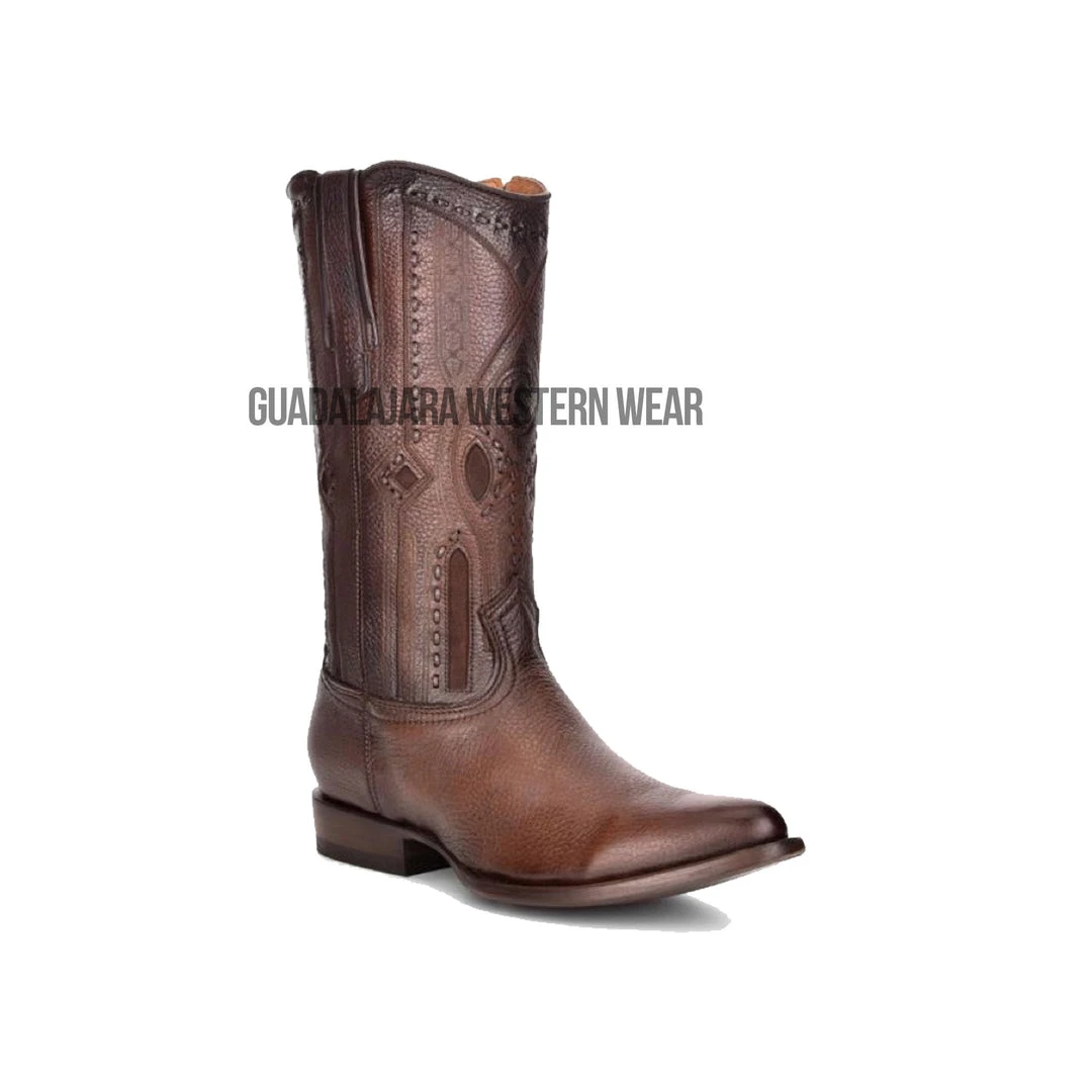 Guadalajara Western Wear Cuadra Brown Copenage Deer With Side Zipper Semi Oval Toe Cowboy Boots Men 3 Guadalajara Western Wear Cuadra Brown Copenage Deer With Side Zipper Semi Oval Toe Cowboy Boots Men