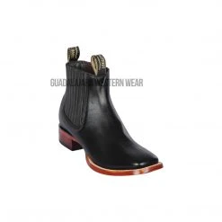Guadalajara Western Wear Men Los Altos Black Deer Wide Square Toe Botin Charro