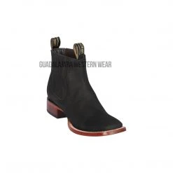 Guadalajara Western Wear Men Los Altos Black Nobuk Wide Square Toe Botin Charro