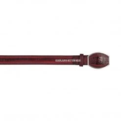 Guadalajara Western Wear Los Altos Faded Burgundy Ostrich Leg Laser Design Casual Belt