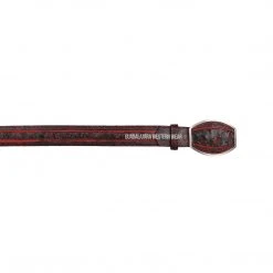 Guadalajara Western Wear Los Altos Black Cherry Ostrich Laser Design Casual Belt Men