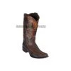 Guadalajara Western Wear Men Los Altos Suede Brown Python & Deer European Square Toe Cowboy Boots