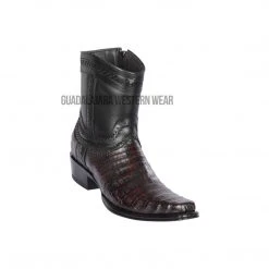 Guadalajara Western Wear Los Altos Black Cherry Caiman Belly European Square Toe Ankle Boot