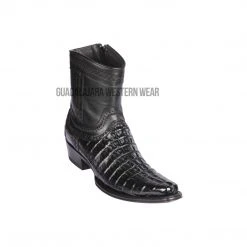 Guadalajara Western Wear Los Altos Black Caiman Tail European Square Toe Ankle Boot Men
