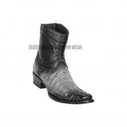 Guadalajara Western Wear Los Altos Faded Gray Caiman Tail European Square Toe Ankle Boot Men