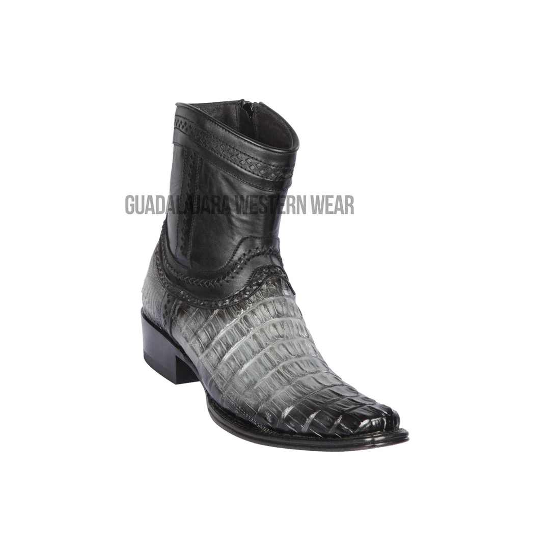 Guadalajara Western Wear Los Altos Faded Gray Caiman Tail European Square Toe Ankle Boot Men 3 Guadalajara Western Wear Los Altos Faded Gray Caiman Tail European Square Toe Ankle Boot Men