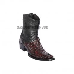Guadalajara Western Wear Los Altos Black Cherry Caiman Tail European Square Toe Ankle Boot