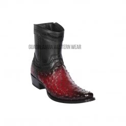 Guadalajara Western Wear Los Altos Faded Burgundy Ostrich European Square Toe Ankle Boot