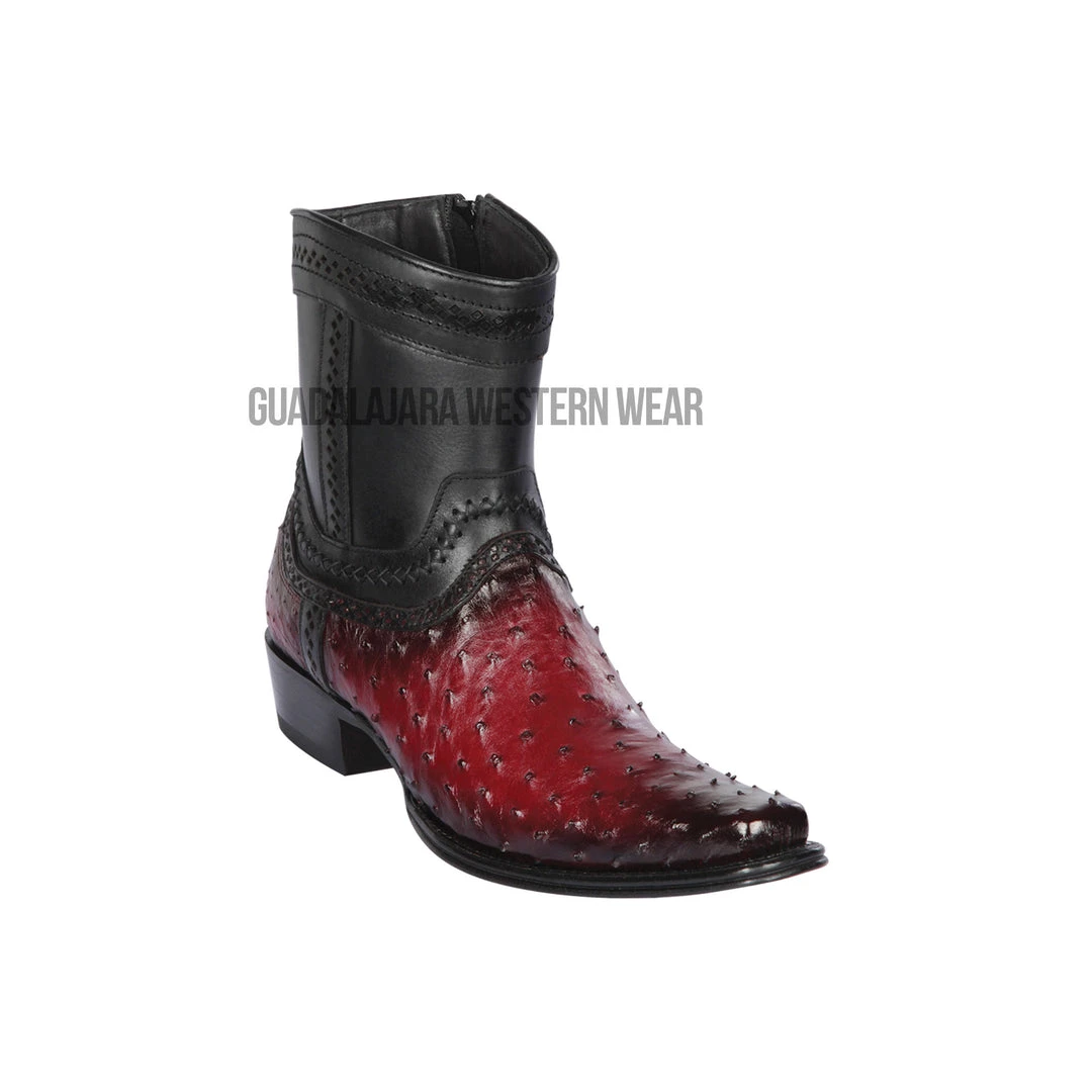 Guadalajara Western Wear Los Altos Faded Burgundy Ostrich European Square Toe Ankle Boot 3 Guadalajara Western Wear Los Altos Faded Burgundy Ostrich European Square Toe Ankle Boot