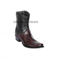 Guadalajara Western Wear Los Altos Black Cherry Ostrich Leg European Square Toe Ankle Boot Men
