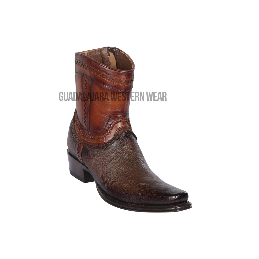 Guadalajara Western Wear Los Altos Faded Brown Ostrich Belly European Square Toe Ankle Boot 3 Guadalajara Western Wear Los Altos Faded Brown Ostrich Belly European Square Toe Ankle Boot