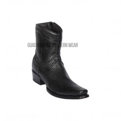 Guadalajara Western Wear Men Los Altos Black Ostrich Belly European Square Toe Ankle Boot