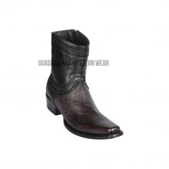 Guadalajara Western Wear Men Los Altos Black Cherry Ostrich Belly European Square Toe Ankle Boot
