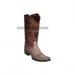 Guadalajara Western Wear Los Altos Lisboa Brown Caiman Belly European Square Toe Cowboy Boots Men