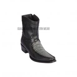 Guadalajara Western Wear Los Altos Faded Gray Caiman Belly & Deer European Square Toe Ankle Boot