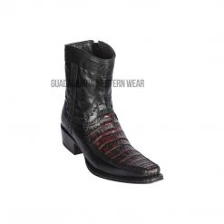 Guadalajara Western Wear Men Los Altos Black Cherry Caiman Belly & Deer European Square Toe Ankle Boot
