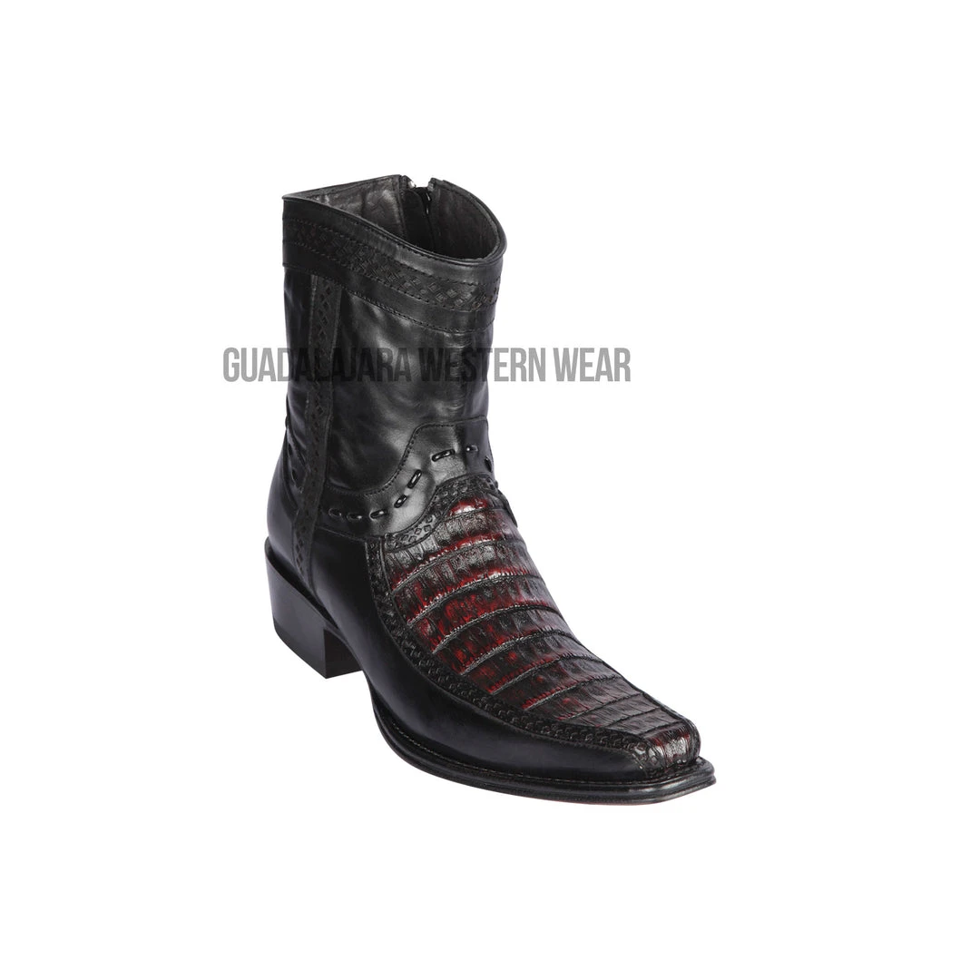 Guadalajara Western Wear Men Los Altos Black Cherry Caiman Belly & Deer European Square Toe Ankle Boot 3 Guadalajara Western Wear Men Los Altos Black Cherry Caiman Belly & Deer European Square Toe Ankle Boot
