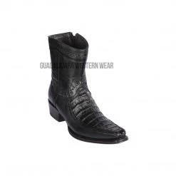 Guadalajara Western Wear Men Los Altos Black Caiman Belly & Deer European Square Toe Ankle Boot