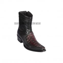 Guadalajara Western Wear Los Altos Black Cherry Caiman Tail & Deer European Square Toe Ankle Boot Men