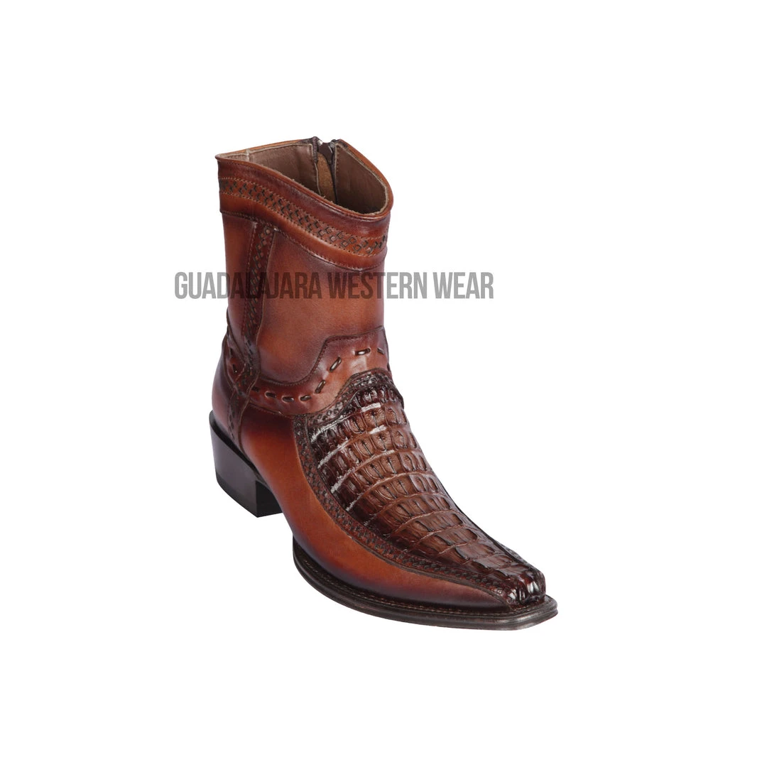 Guadalajara Western Wear Men Los Altos Faded Brown Caiman Tail & Deer European Square Toe Ankle Boot 3 Guadalajara Western Wear Men Los Altos Faded Brown Caiman Tail & Deer European Square Toe Ankle Boot