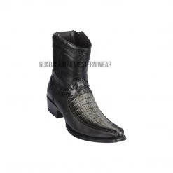 Guadalajara Western Wear Men Los Altos Faded Gray Caiman Tail & Deer European Square Toe Ankle Boot