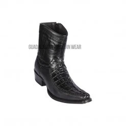 Guadalajara Western Wear Los Altos Black Caiman Tail & Deer European Square Toe Ankle Boot Men