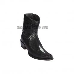 Guadalajara Western Wear Los Altos Black Single Stone Stingray & Deer European Square Toe Ankle Boot Men