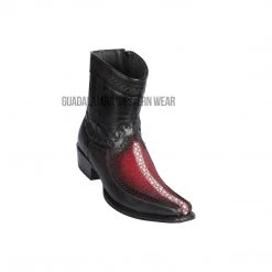 Guadalajara Western Wear Los Altos Faded Burgundy Rowstone Stingray & Deer European Square Toe Ankle Boot
