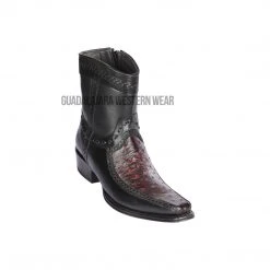 Guadalajara Western Wear Los Altos Black Cherry Ostrich & Deer European Square Toe Ankle Boot