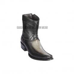 Guadalajara Western Wear Men Los Altos Faded Gray Ostrich Leg & Deer European Square Toe Ankle Boot