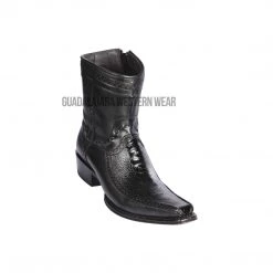 Guadalajara Western Wear Los Altos Black Ostrich Leg & Deer European Square Toe Ankle Boot Men