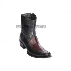 Guadalajara Western Wear Men Los Altos Black Cherry Ostrich Leg & Deer European Square Toe Ankle Boot