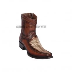Guadalajara Western Wear Men Los Altos Rustic Brown Python & Deer European Square Toe Ankle Boot