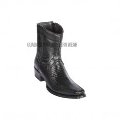 Guadalajara Western Wear Los Altos Black Teju & Deer European Square Toe Ankle Boot