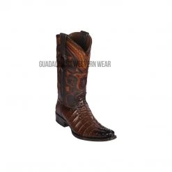 Guadalajara Western Wear Los Altos Faded Brown Caiman Tail European Square Toe Cowboy Boots Men