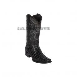 Guadalajara Western Wear Los Altos Black Caiman Tail European Square Toe Cowboy Boots