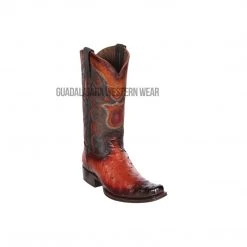 Guadalajara Western Wear Men Los Altos Faded Cognac Ostrich European Square Toe Cowboy Boots