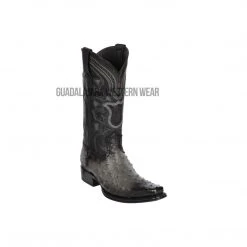 Guadalajara Western Wear Men Los Altos Faded Gray Ostrich European Square Toe Cowboy Boots