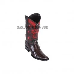 Guadalajara Western Wear Los Altos Black Cherry Ostrich European Square Toe Cowboy Boots