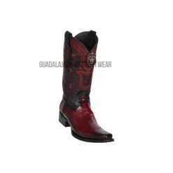 Guadalajara Western Wear Men Los Altos Faded Burgundy Ostrich Leg European Square Toe Cowboy Boots