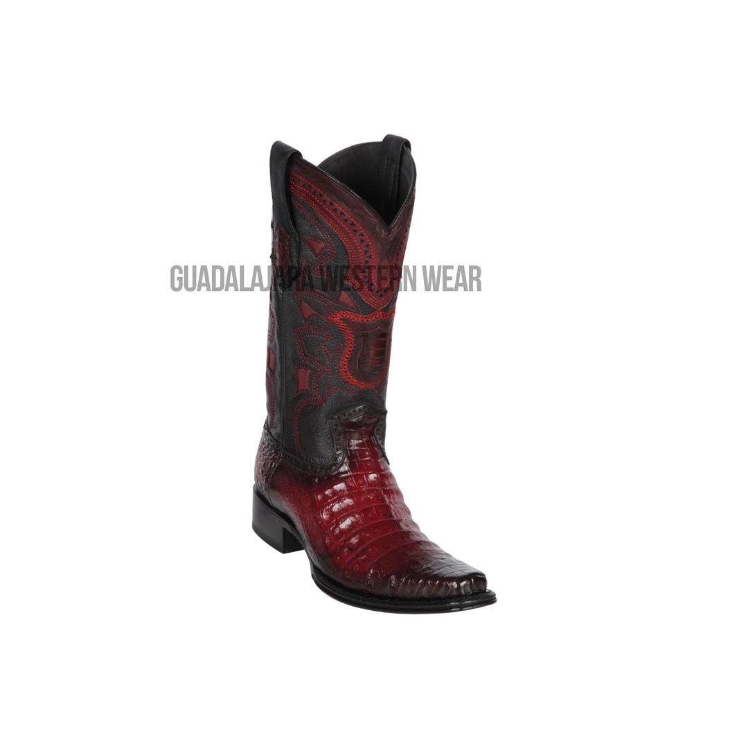 Guadalajara Western Wear Los Altos Faded Burgundy Caiman Belly European Square Toe Cowboy Boots Men 3 Guadalajara Western Wear Los Altos Faded Burgundy Caiman Belly European Square Toe Cowboy Boots Men